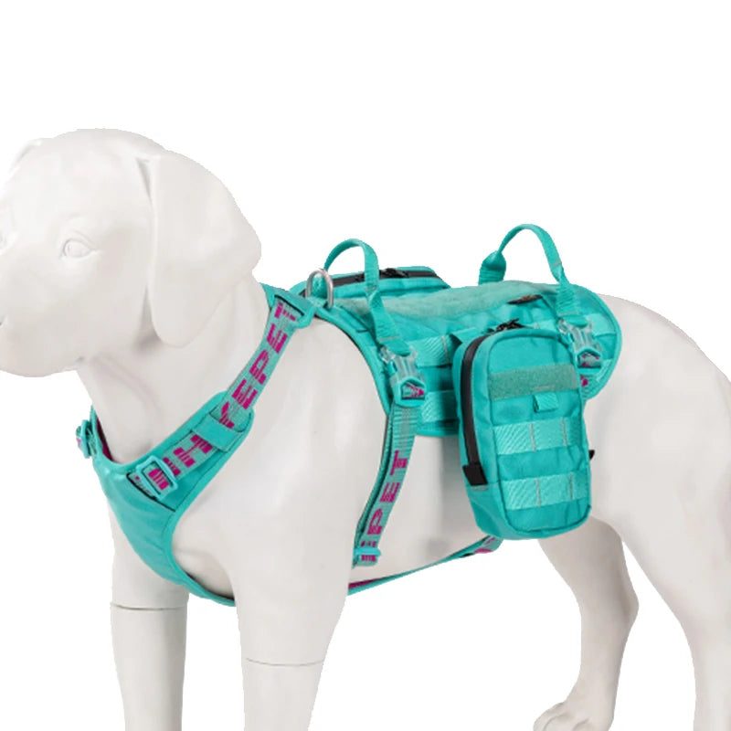 Winhyepet  Dog Harness with Backpack Multifunctional 3M Reflective Puppy Great and Small Pet collar Tactical Accessories YH1806