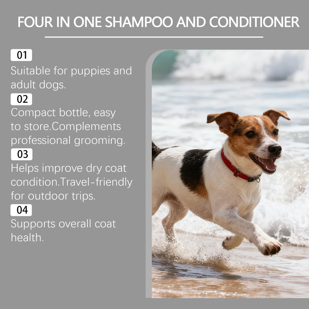 4 In 1 Dog Shampoo Conditioner Oatmeal Sensitive Skin Deep Clean Odor Control Detangler Nourishing Fur Dog Grooming  Body Wash
