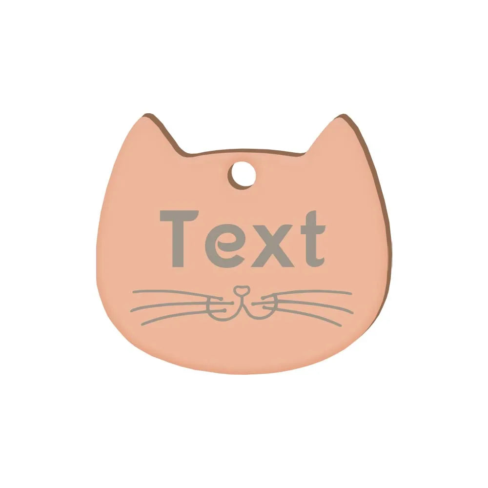 Custom Cat Face Id Dog Tags Name Tags Stainless Steel Plate Decoration Personalized Engraving Animal Chain Charm with number