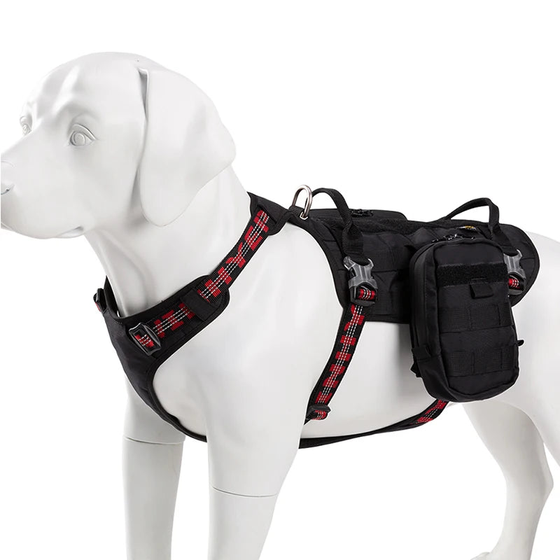 Winhyepet  Dog Harness with Backpack Multifunctional 3M Reflective Puppy Great and Small Pet collar Tactical Accessories YH1806