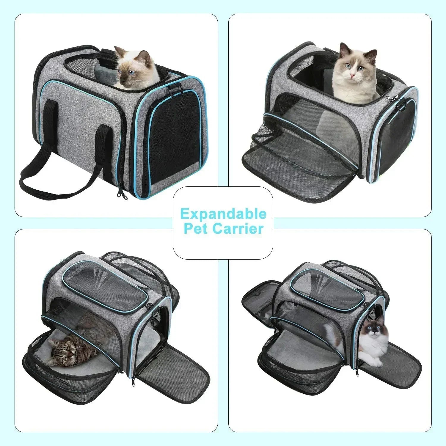 Portable Cat Backpack Carrier Foldable Expandable Pet Travel Bag Airline Approved Breathable Pet Carrier for Dog Pet Accessories