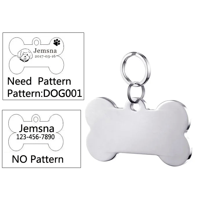 Custom Dog ID Tag with Free Engraving - Pet Collar Harness Pendant for Cats Puppy Kitten Leash Accessories Pet Supplies