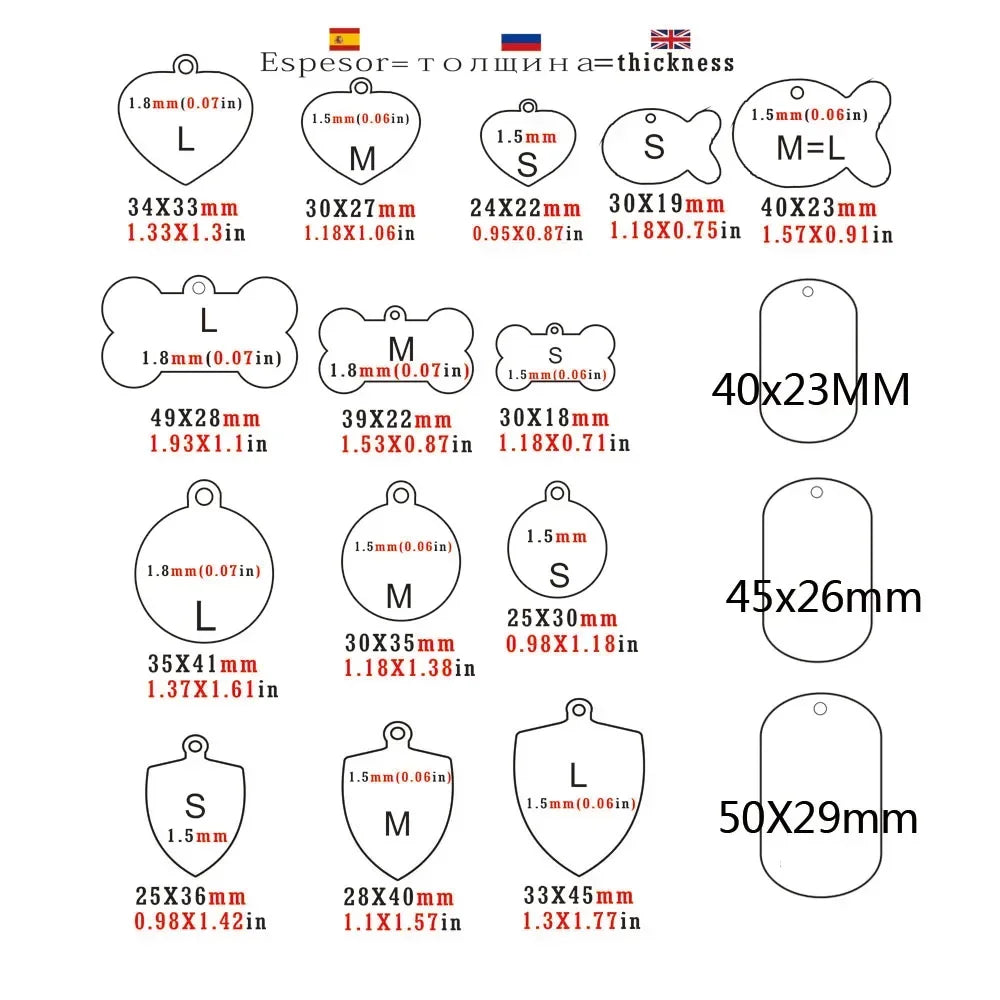 Custom Dog ID Tag with Free Engraving - Pet Collar Harness Pendant for Cats Puppy Kitten Leash Accessories Pet Supplies