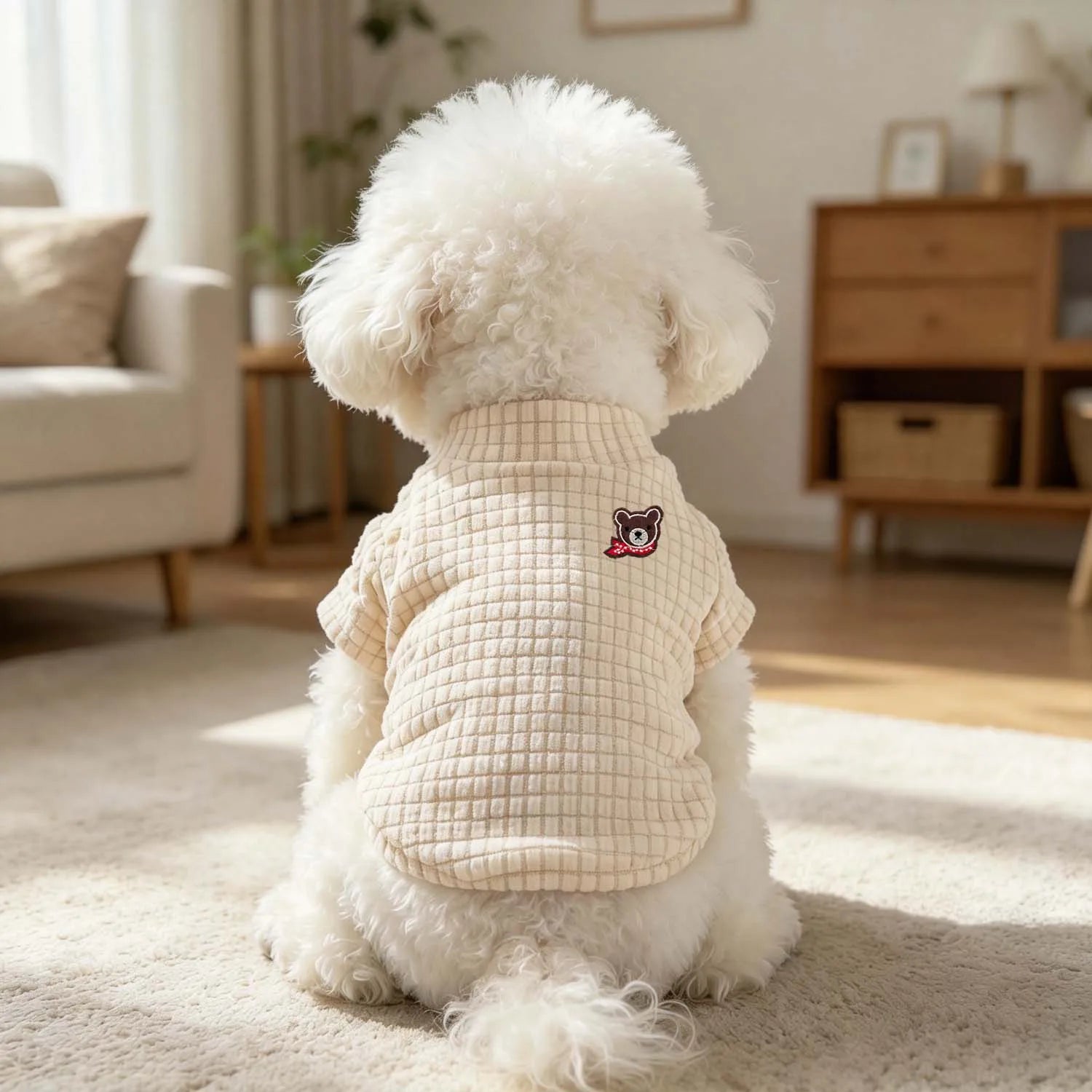 Waffle texture cat and dog sweater suitable for small and medium-sized dogs, Chihuahua poodle, English short pet clothes