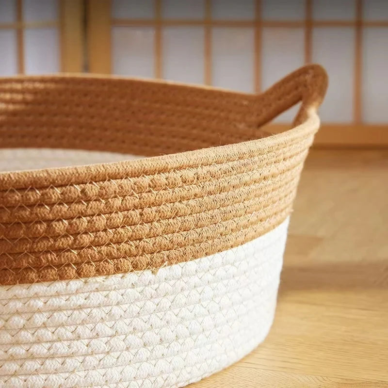 Pet Cat Bed Round Hand Woven Rattan Wear-resistant Cat Bed Summer Cooling Pet Bed Indoor Sleeping House Pet Products Accessories