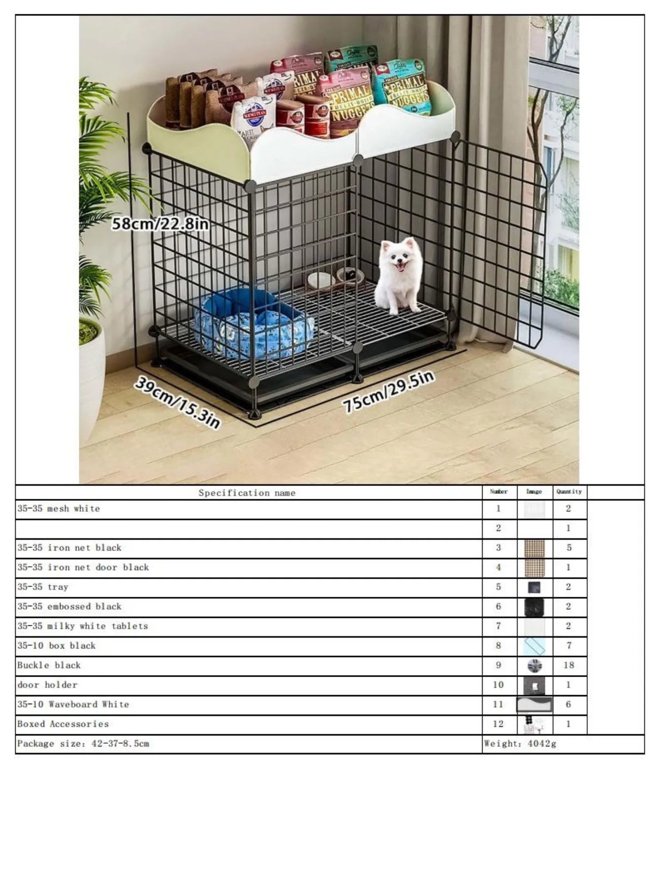 Modular Dog Cage for Small and Medium-Sized Puppies, with a Pull-Out Tray, Suitable for Corgis, Teddy Dogs, and Pomeranians, Indoor Home Dog Enclosure