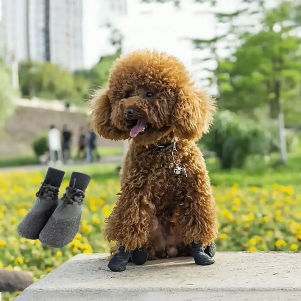 4pcs/set Non-Slip Non-Slip Dog Socks Boots Breathabl Soft Puppy Sport Boots with Adjustable Straps Waterproof Dog Paw Protector