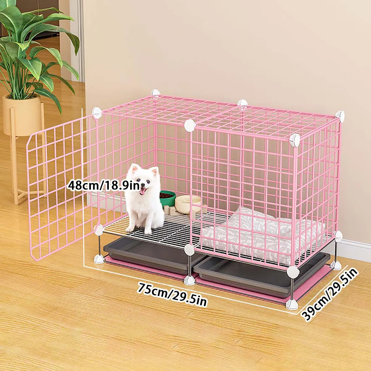Modular Dog Cage for Small and Medium-Sized Puppies, with a Pull-Out Tray, Suitable for Corgis, Teddy Dogs, and Pomeranians, Indoor Home Dog Enclosure