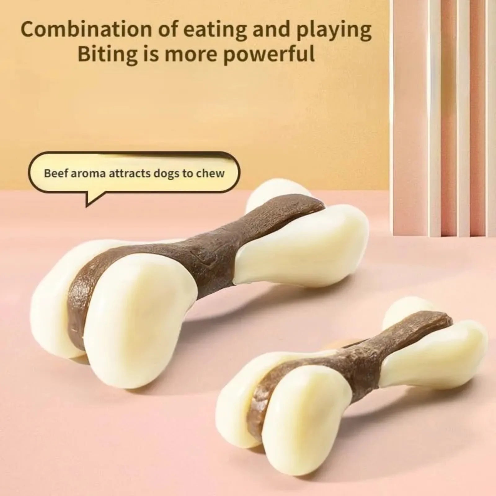 Bacon Edible Dog Chew Toy for Aggressive Chewers - Durable Nylon Bone Dental Cleaning Teeth Grinding Toy, Tartar Control 2 Size