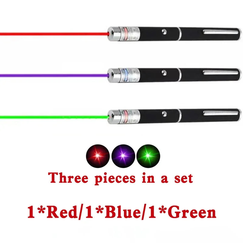 Laser Pointer Red Green Purple Three-color Laser Pointer Projection Teaching Demonstration Pen Toys for Pets and Cats