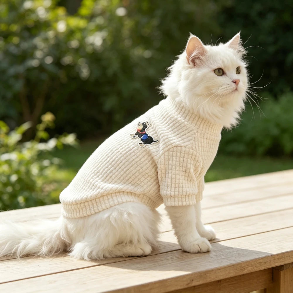 Waffle texture cat and dog sweater suitable for small and medium-sized dogs, Chihuahua poodle, English short pet clothes