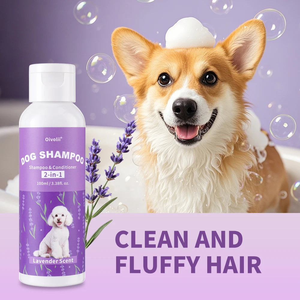 Pet Shampoo And Conditioner 2-in-1 Lavender Scent Deep Cleansing Refreshing Coat Softener For All Dogs Pet Deodorizer
