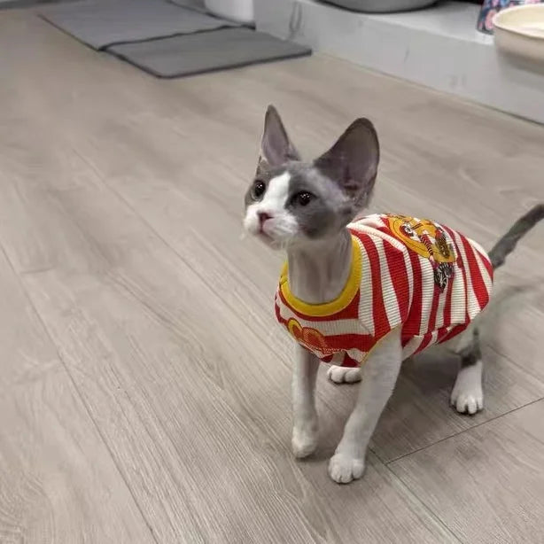 A Set Cat Clothes Funny Costume Convenience Store Employee Cosplay Creative Pet Party Kitten Jumpsuits Novelty Dress Up Costume