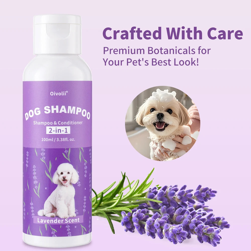Pet Shampoo And Conditioner 2-in-1 Lavender Scent Deep Cleansing Refreshing Coat Softener For All Dogs Pet Deodorizer
