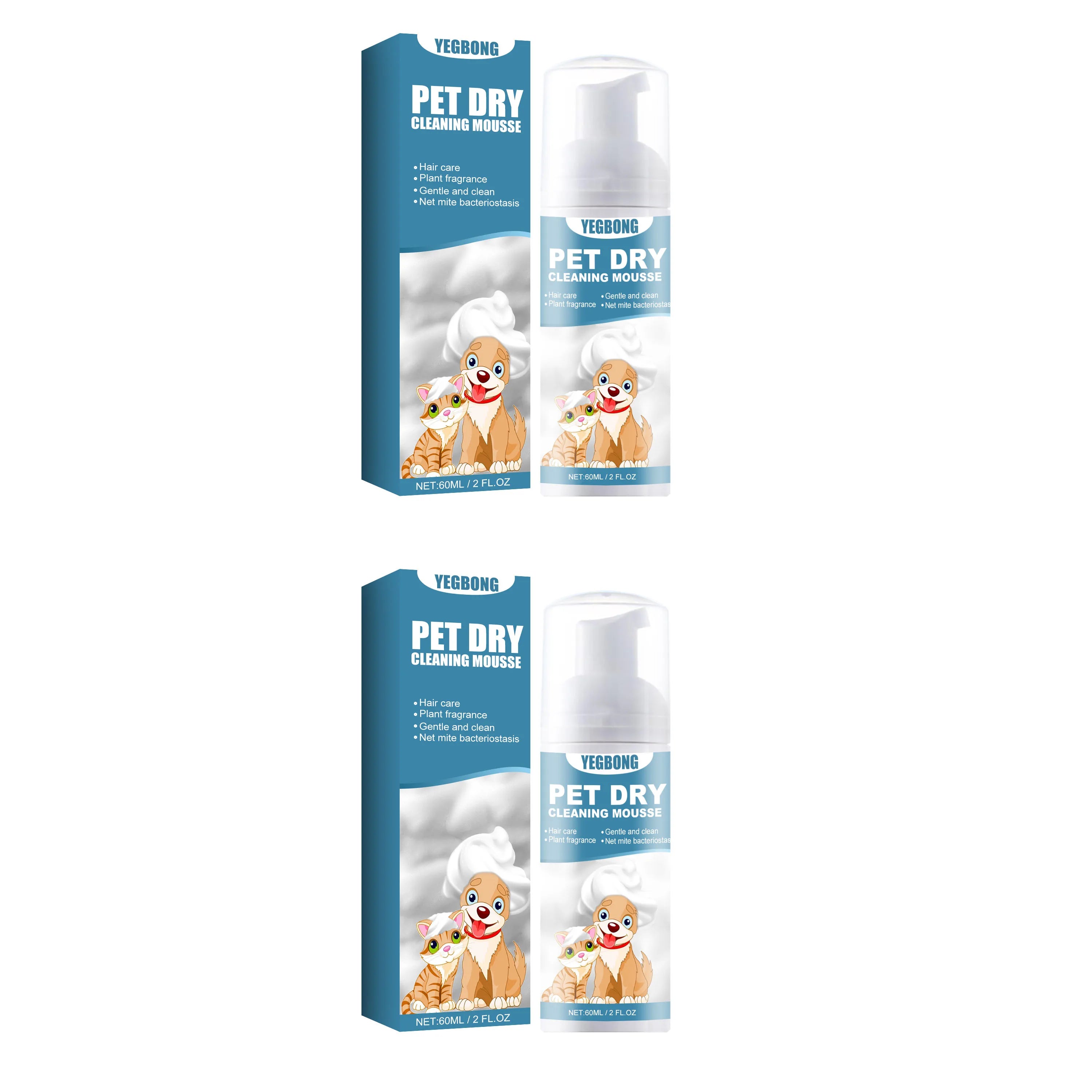 Pet Dry Shampoo Mousse Body Wash - No-Rinse for Kittens and Puppies, Removes Odor and Softens Fur