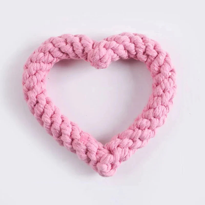 1PC Durable Handwoven Heart-Shaped Dog Chew Toy, Ideal for All Breeds, Teeth Cleaning & Playtime Fun