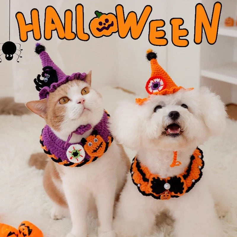 Cat Collar Kawaii Cat Scarf Pet Clothes Halloween Cat Costume Collar Accessorie Nacklace Pet Bibs Halloween Cosplay Decoration