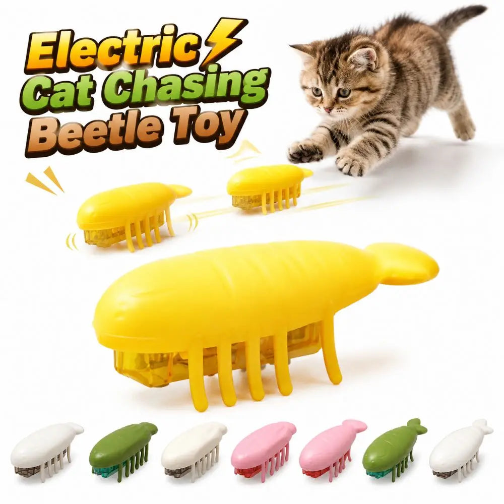 Interactive Play Electric Cat Chasing Beetle Toy TPU Release Energy Jumping Bug Cat Toy Sturdy Durable Moving Insect Cat Toy