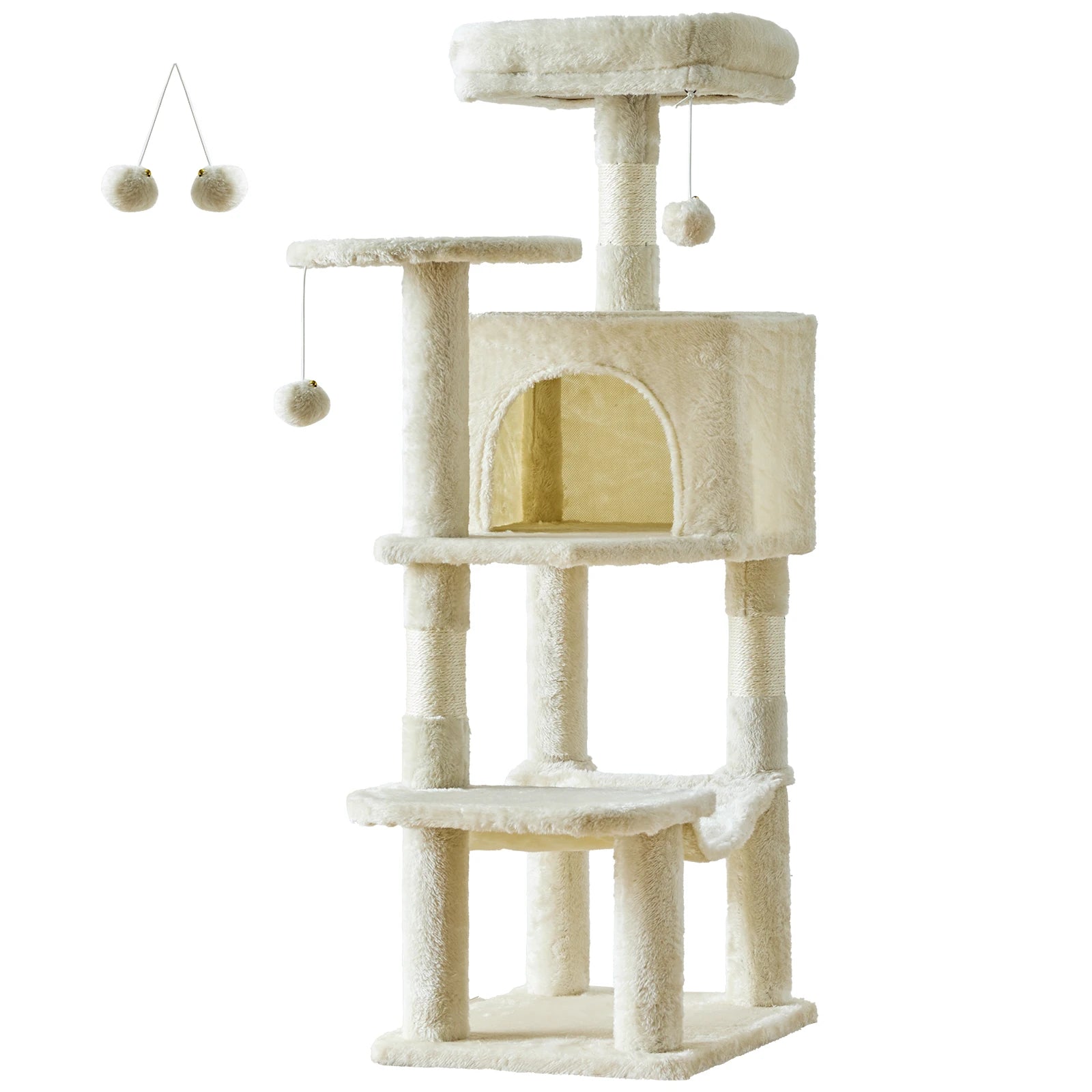 44 Inch Tall Cat Tree Tower for Multiple Cats with Sisal Scratching Posts Condo Perch Platform Indoor Cat Furniture Pet