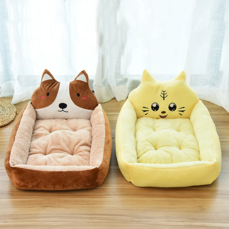 Winter Warm Puppy Cat Bed Sofa Washable Cartoon Pet Beds for Small Dogs Cats Yorkies Katten Kennels Pets Products Accessories