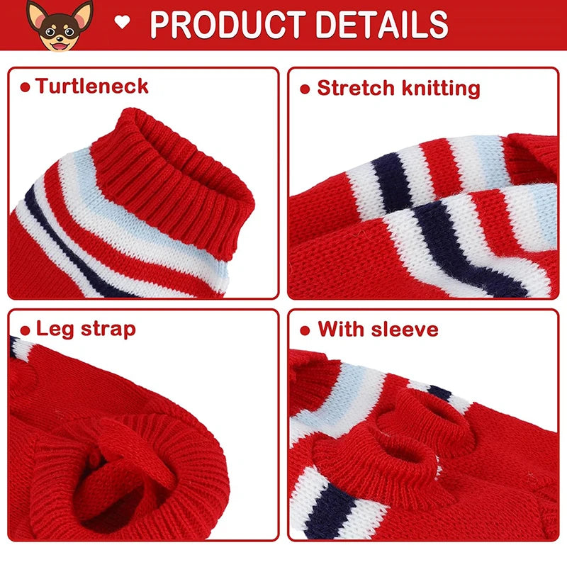 Striped Knit Dog Sweater — Christmas Elk Design for Large Dogs Horizon