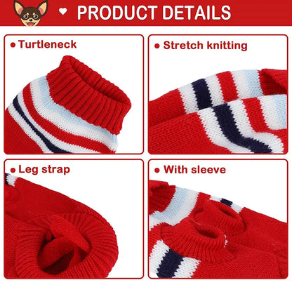 Striped Knit Dog Sweater — Christmas Elk Design for Large Dogs Horizon