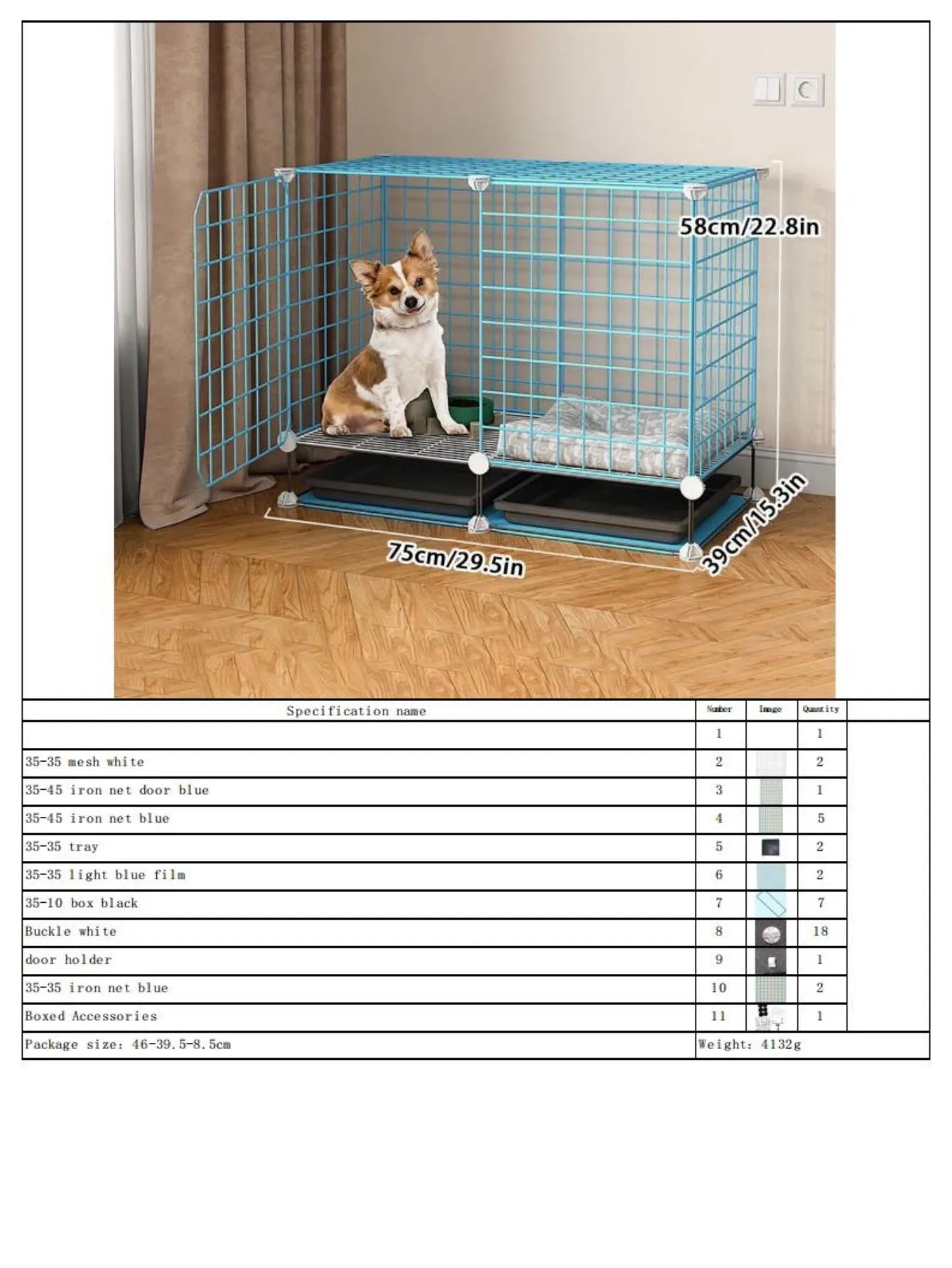 Modular Dog Cage for Small and Medium-Sized Puppies, with a Pull-Out Tray, Suitable for Corgis, Teddy Dogs, and Pomeranians, Indoor Home Dog Enclosure