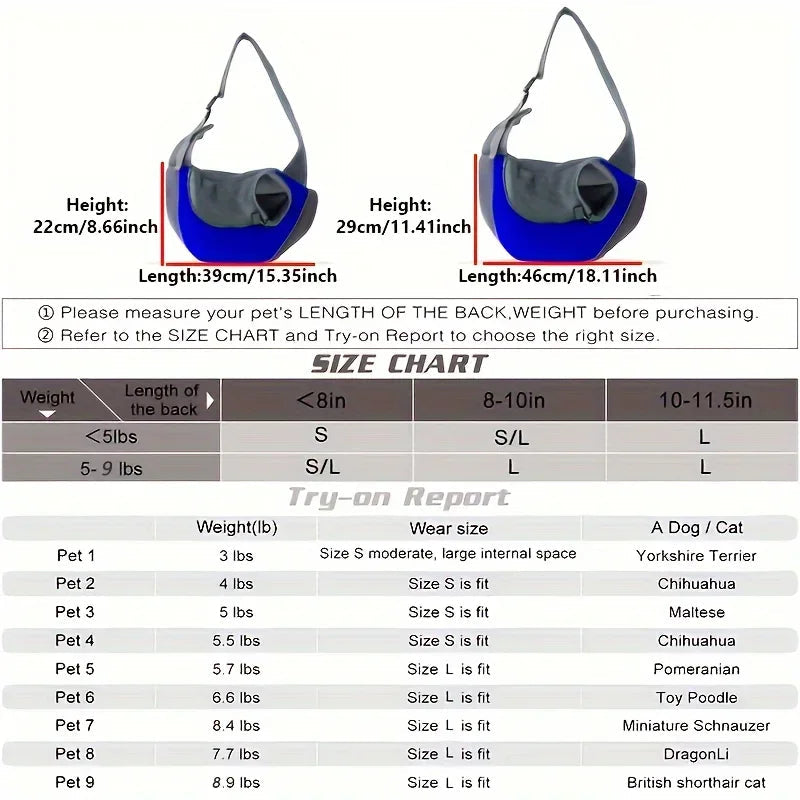 1Pc Dog out backpack,Dog Sling Carrier Breathable Mesh Travel Crossbody Bag For Puppy Cat Hiking Camping Horizon