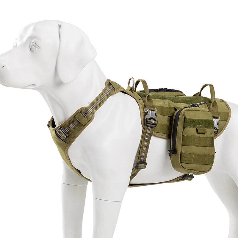 Winhyepet  Dog Harness with Backpack Multifunctional 3M Reflective Puppy Great and Small Pet collar Tactical Accessories YH1806