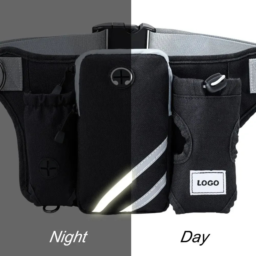 Hand Hands Free Dog Leash with Zipper Pouch Waist Belt with Multi Pockets Bag Reflective Stitching Bungee with Running Jogging