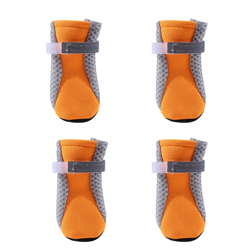 4pcs/set Breathable Dog Shoes Anti-skid Pet Socks Waterproof Rain Snow Shoes Warm Reflective Pet Dog Boots Paw Protector