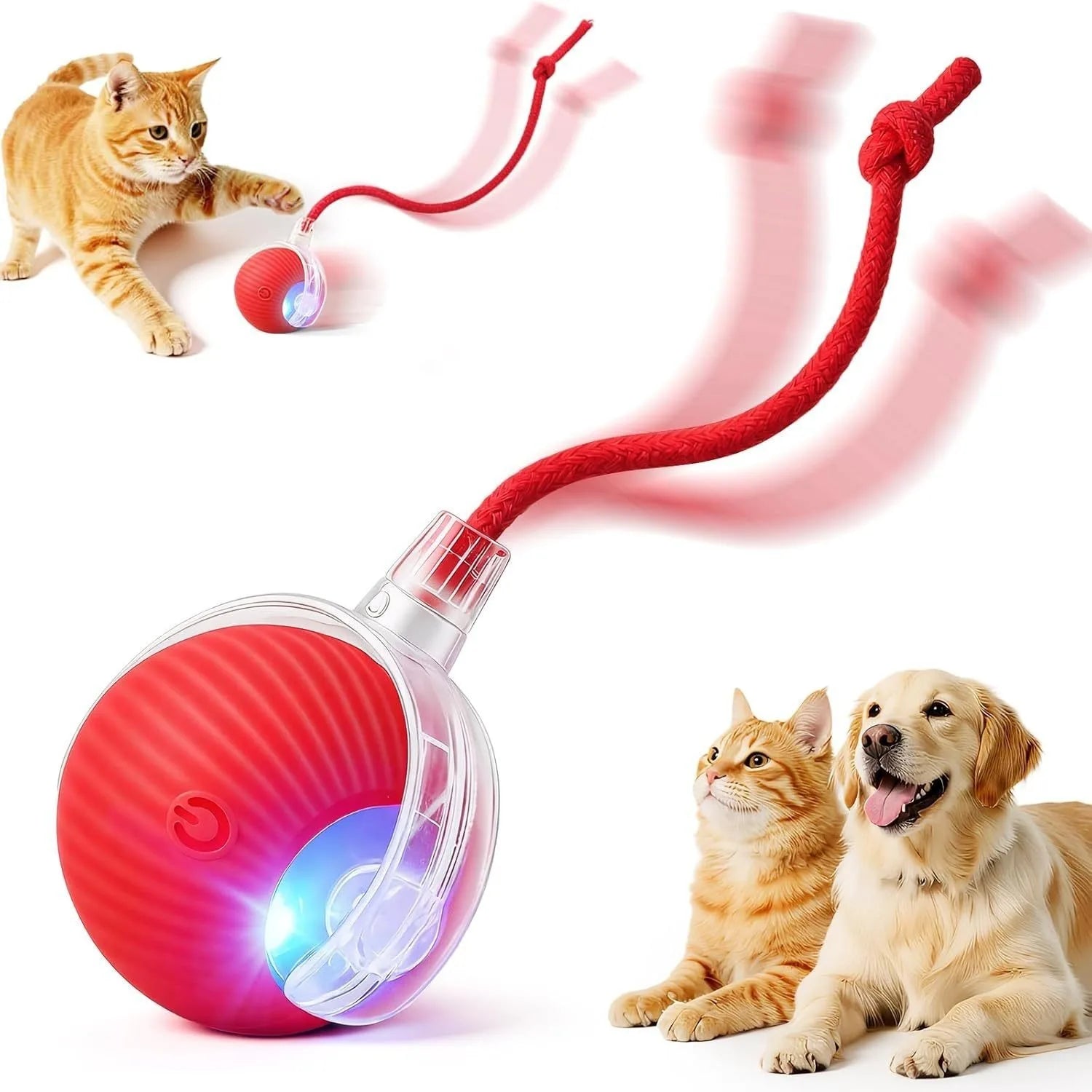 New Cat Interactive Ball Toy Automatic Rolling Ball Faux Tail Rechargeable Smart Pet Electric Toy Dog Cat Training Imitate Mouse