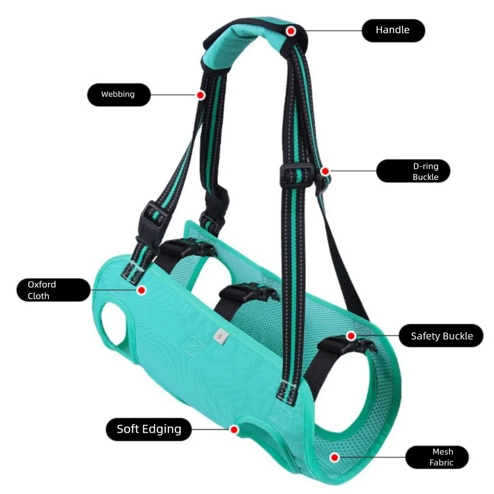 Adjustable Strap Dog Lift Harness Portable Thicken Handle Dog Sling Carrier Soft Lining Legs Support Pet Lifting Vest Elderly