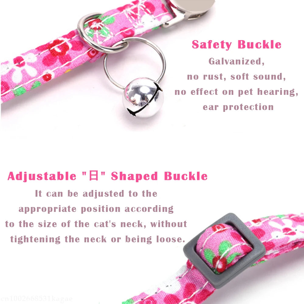 Personalized Cat collar with Bell Safety Buckle Customized Nametag Puppy Kitten Necklace Free Engraving Name ID Tag Nameplate