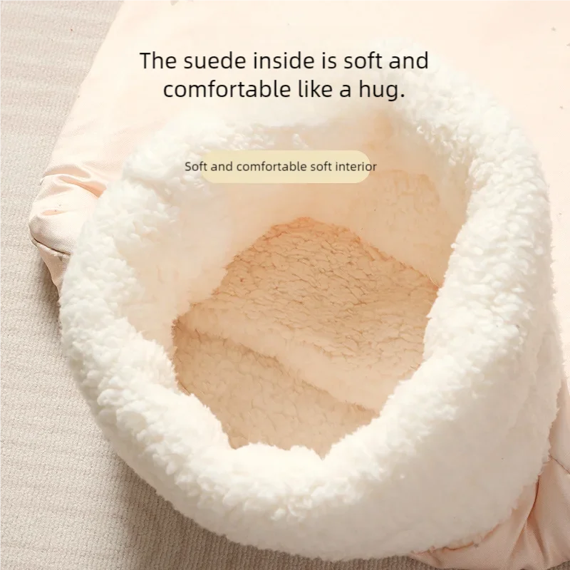 Soft Cuddly Cat Sleeping Bag Fluffy Feel Thickened Pet Pocket Quilt Bed Warm Nest for Kitten Puppy Comfortable Warmth