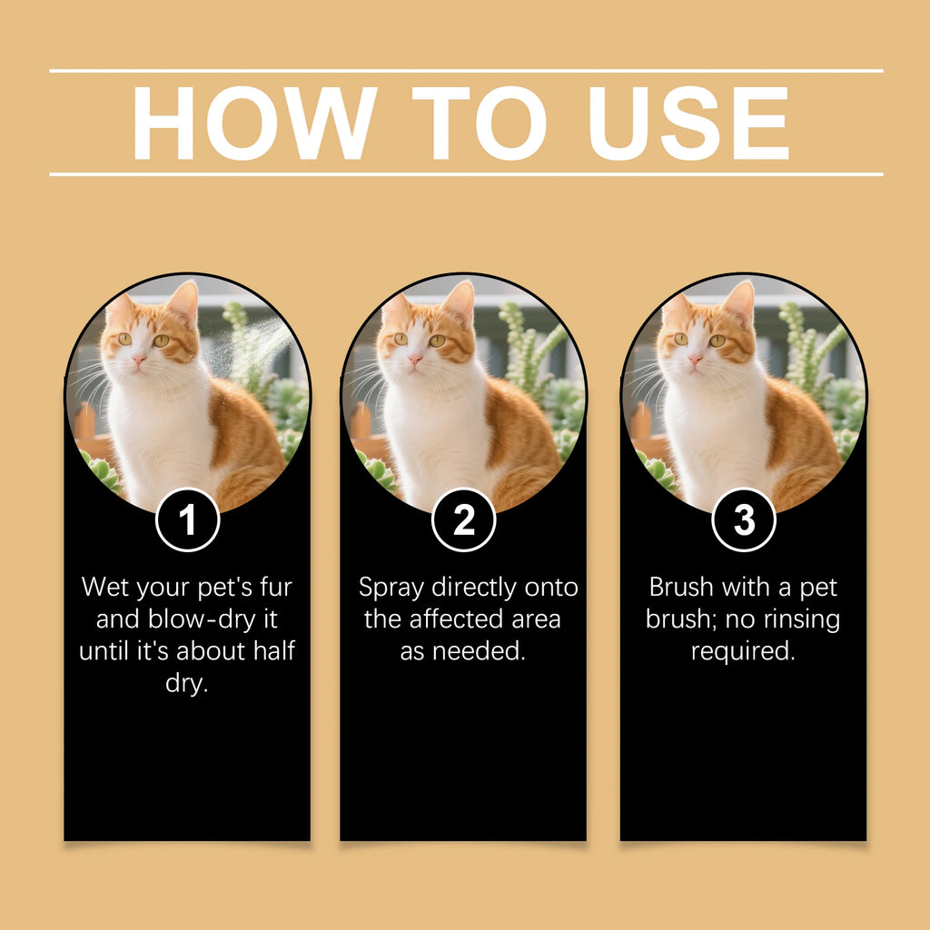 Pet Hair Detangling Spray Dogs Cats Conditioner Anti-Static Tangle Free Knot Remove Frizzy Smoothing Shiny Pet Fur Gentle Spray