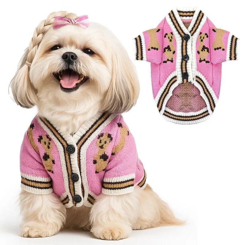 Dog Clothes Winter Chihuahua Pet Striped Dog Cardigan Sweater Bichon Pug Kitten Puppy Dog Warm Coat Cat Dog Supplies Pet Outfit