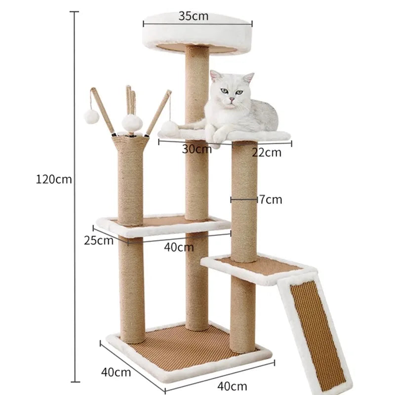 Sky Tower Cat Tree - All-in-One Multi-Level Cat Climber with Condo, Scratching Posts & Jumping Platforms, Giant Cat Furniture