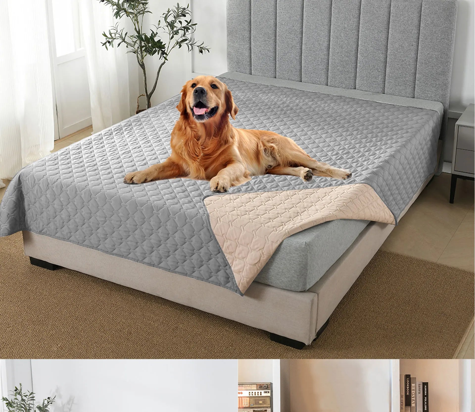 100% Double-Sided Reversible Pet Blanket Sofa Couch Furniture Protector Dog Bed Cover for Kids Children Dog Cat