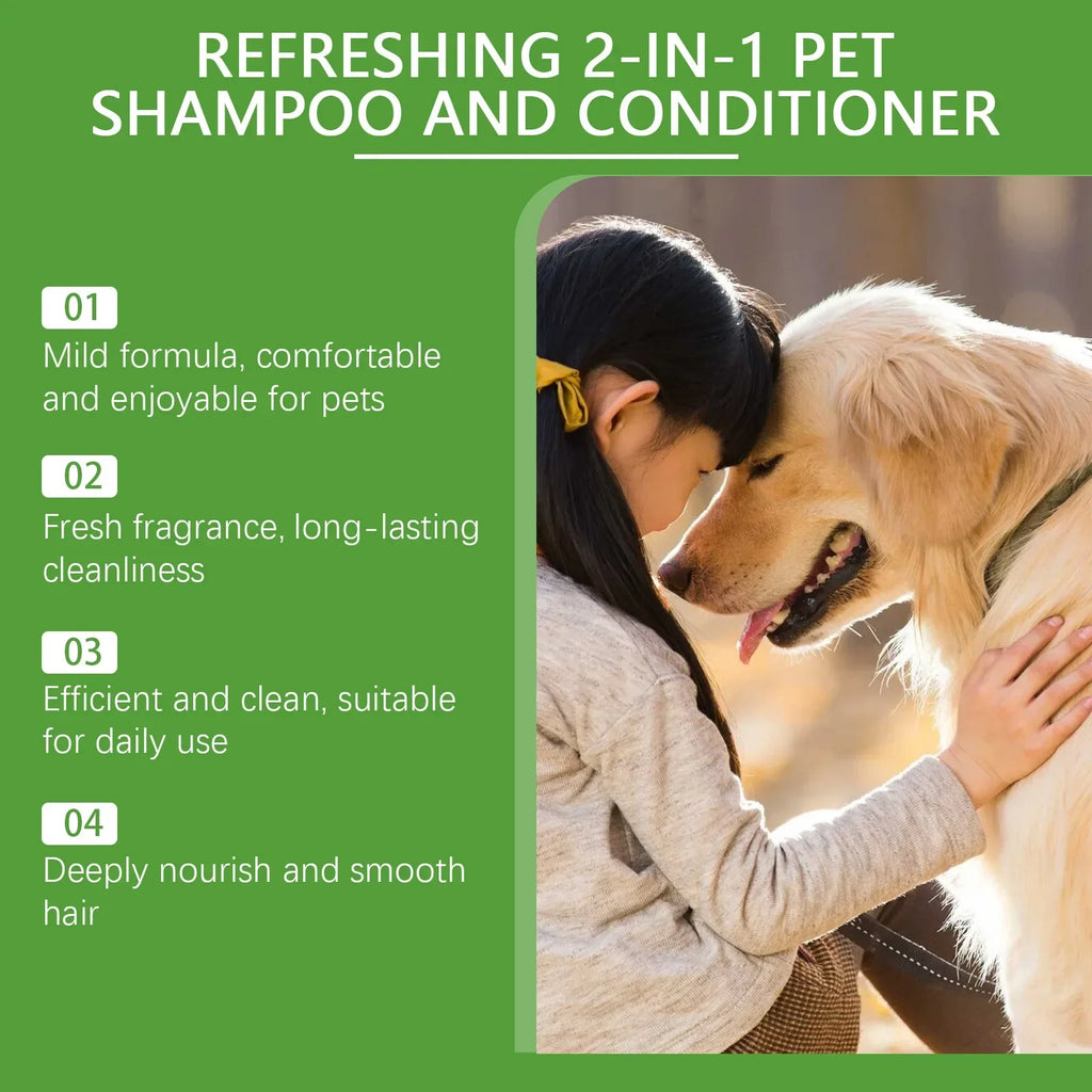 YEGBONG 2-in-1 Pet Shampoo Conditioner for Dog Moisturizing Hypoallergenic Long-Lasting Scent Coat Care Cleansing Bath Liquid