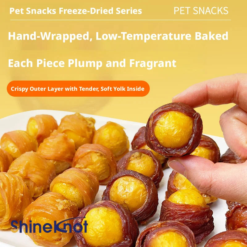 SHINEKNOT Pet Snacks Pure Chicken And Duck Meat Pack Freeze-Dried Egg Yolk Beautiful Fur Clean Teeth 200g Dog Snacks