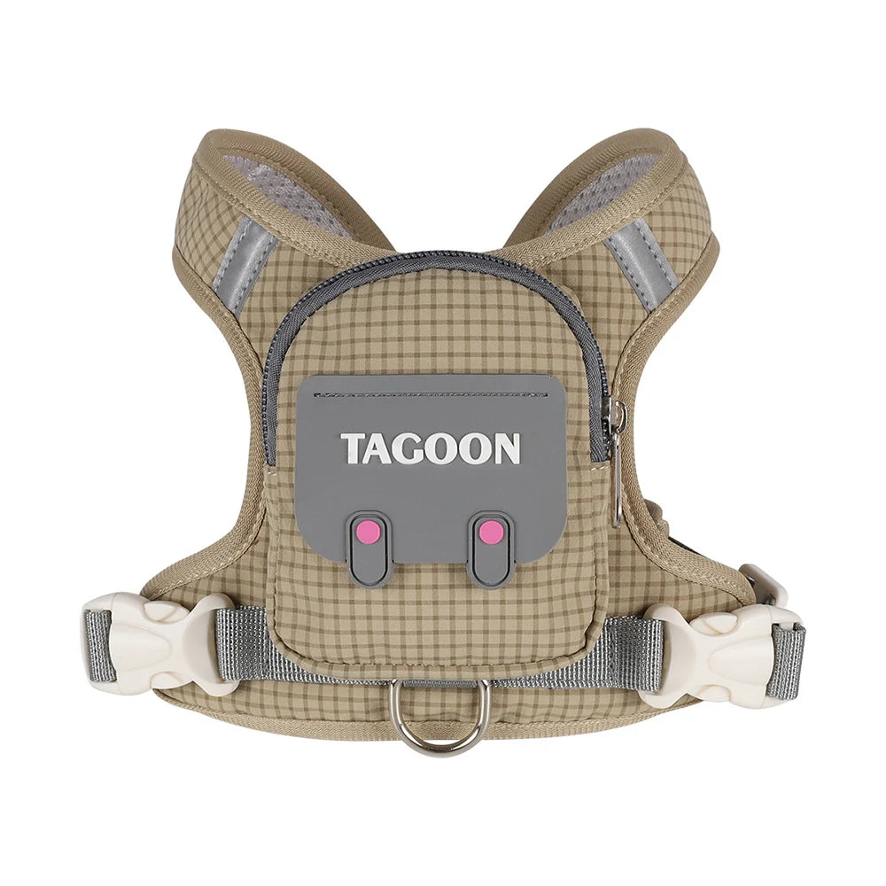 Cute Backpack Dog Harness with Leash, Reflective Soft Pet Vest for Small Medium Dogs Cats, Adjustable Walking Harness Set