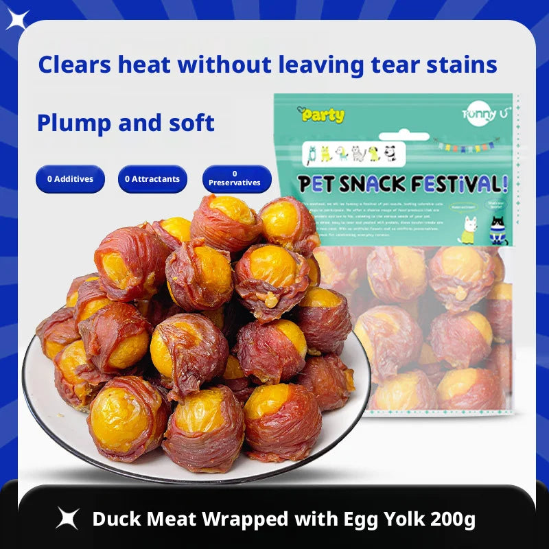 SHINEKNOT Pet Snacks Pure Chicken And Duck Meat Pack Freeze-Dried Egg Yolk Beautiful Fur Clean Teeth 200g Dog Snacks