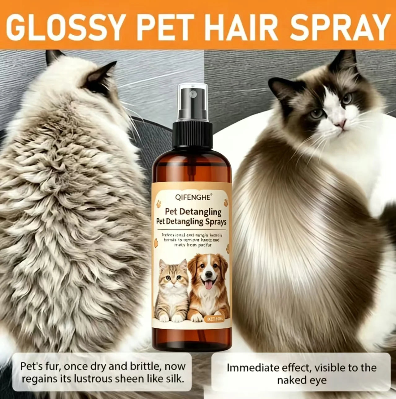 50ML Pet Detangling Spray Professional Leave-in Conditioner for Cats Dogs Anti-Static Remove Knots Mats Deep Nourish Pet Hair