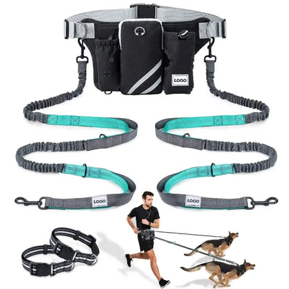 Hands-Free Dog Leash with Waist Belt &amp; Zipper Pouch Horizon