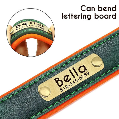 Personalized Leather Dog Collar with Free Engraved Name Horizon