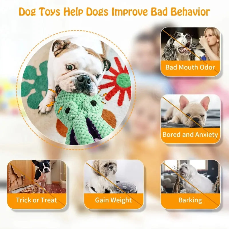 Pet Octopus Dog Toy,Indestructible Dog Toys for Aggressive Chewers,Squeaky Interactive Dogs Anxiety Toy for Small and Large Dogs