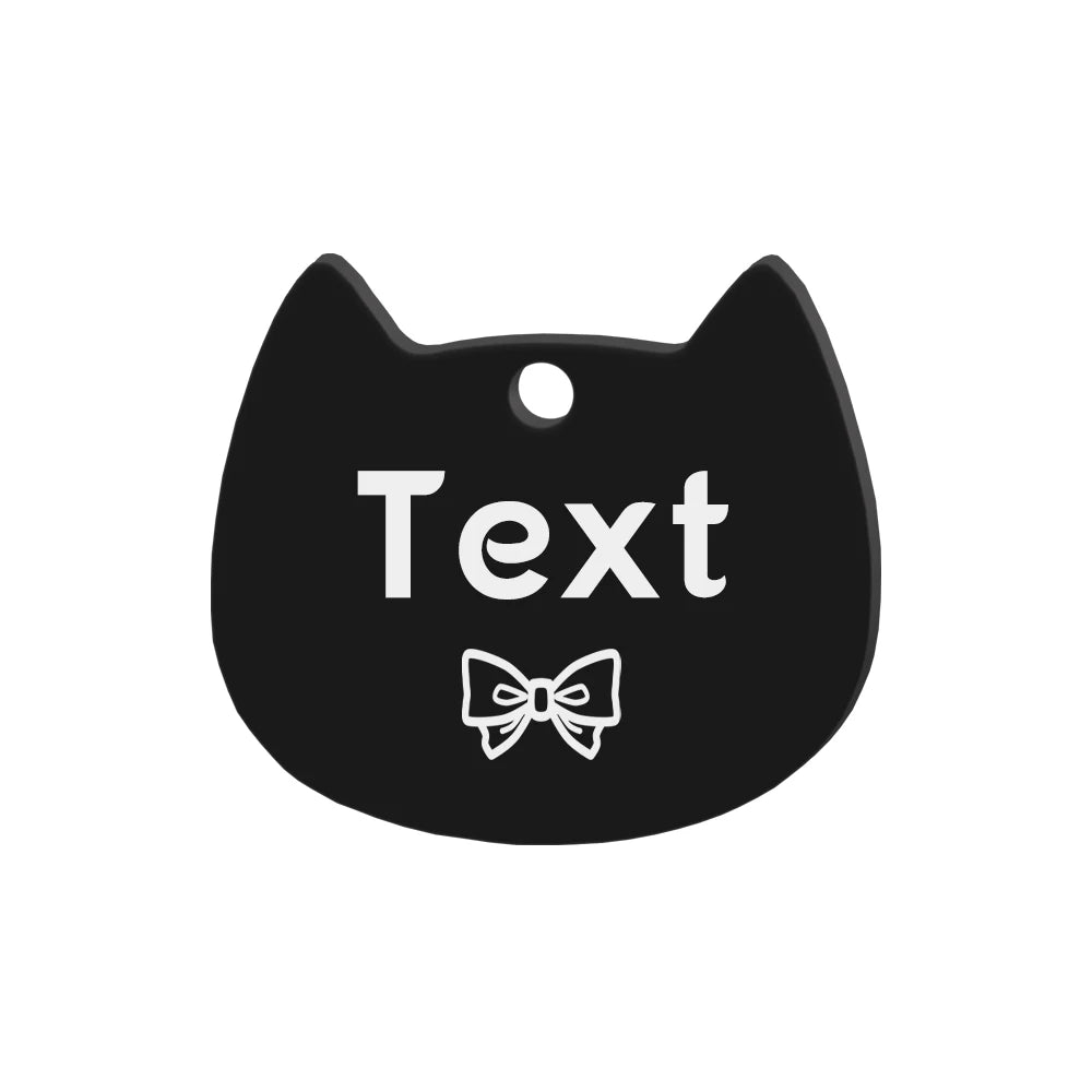 Custom Cat Face Id Dog Tags Name Tags Stainless Steel Plate Decoration Personalized Engraving Animal Chain Charm with number