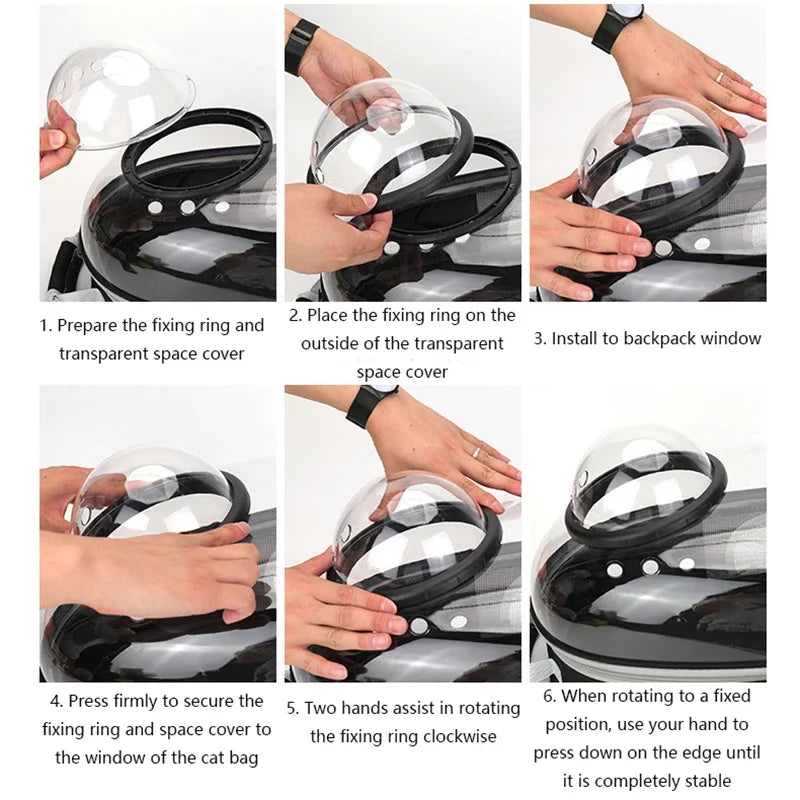 Portable Cat Pet Carrier Backpack Transparent Capsule Bubble Pet Backpack Small Animal Puppy Kitty Breathable Carrier for Travel Horizon