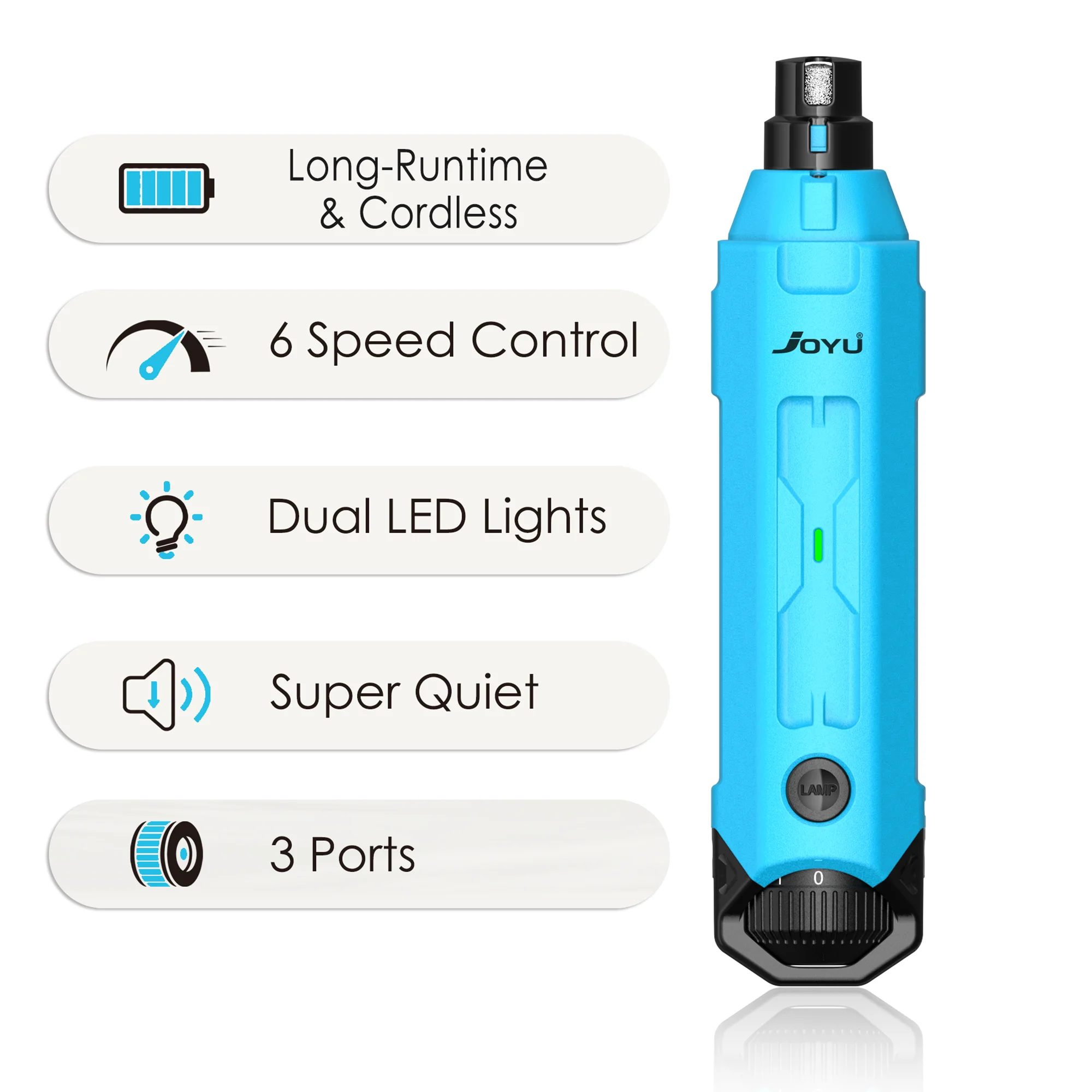 6-Speed Dog Nail Grinder  Enhanced Pet Nail Grinder Super Quiet Rechargeable Electric Dog Nail Trimmer Painless paws grooming